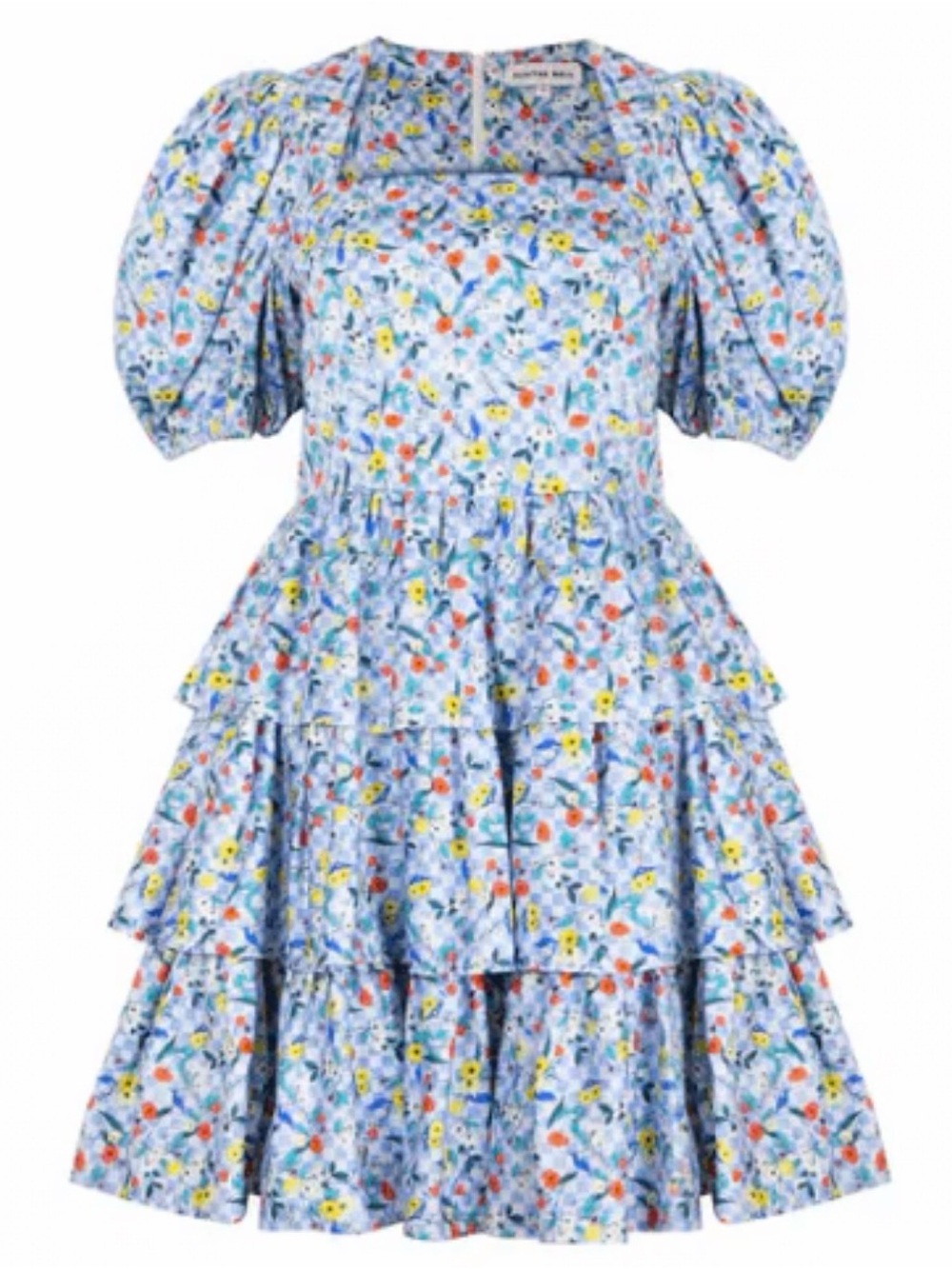 Hunter Bell Porter Dress Wildflower Floral Puff Sleeve Mini Fit Flare Size 2